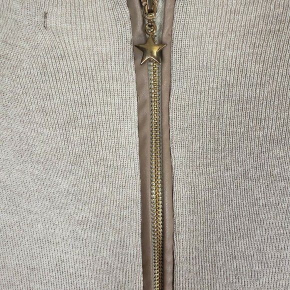 Dilvin Knit Top Full Zip Back Faux Leather - Picture 3 of 8